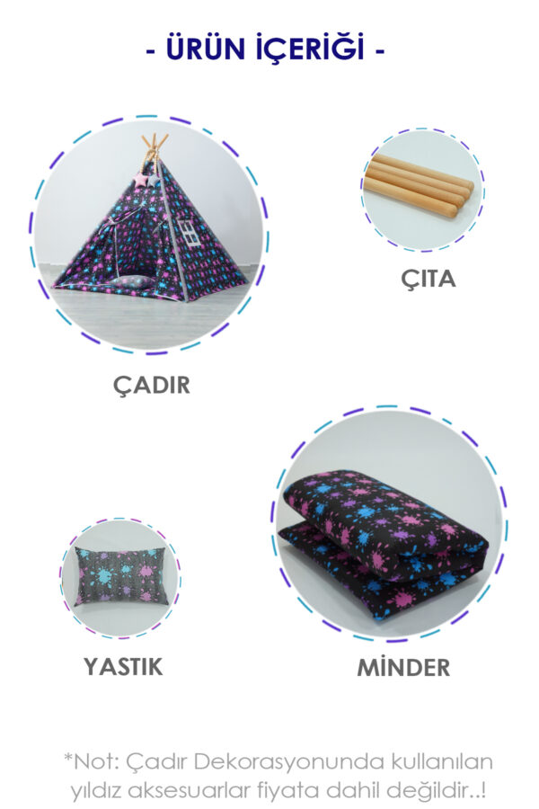 Miyu Yıldız Desen Çocuk Oyun Çadırı Mavi