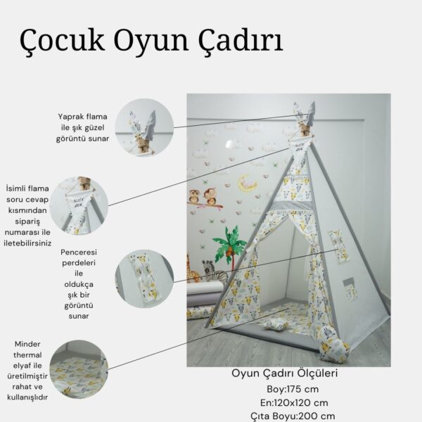 Kızıldereli Çocuk Oyun Çadırı Sabitlenebilir Büyük Boy Elit Serisi Sarı Koyunlu