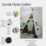 Kızıldereli Çocuk Oyun Çadırı Sabitlenebilir Büyük Boy Elit Serisi Mavi Galaksi