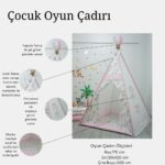 Kızıldereli Çocuk Oyun Çadırı Sabitlenebilir Büyük Boy Elit Serisi Pembe Koyunlu