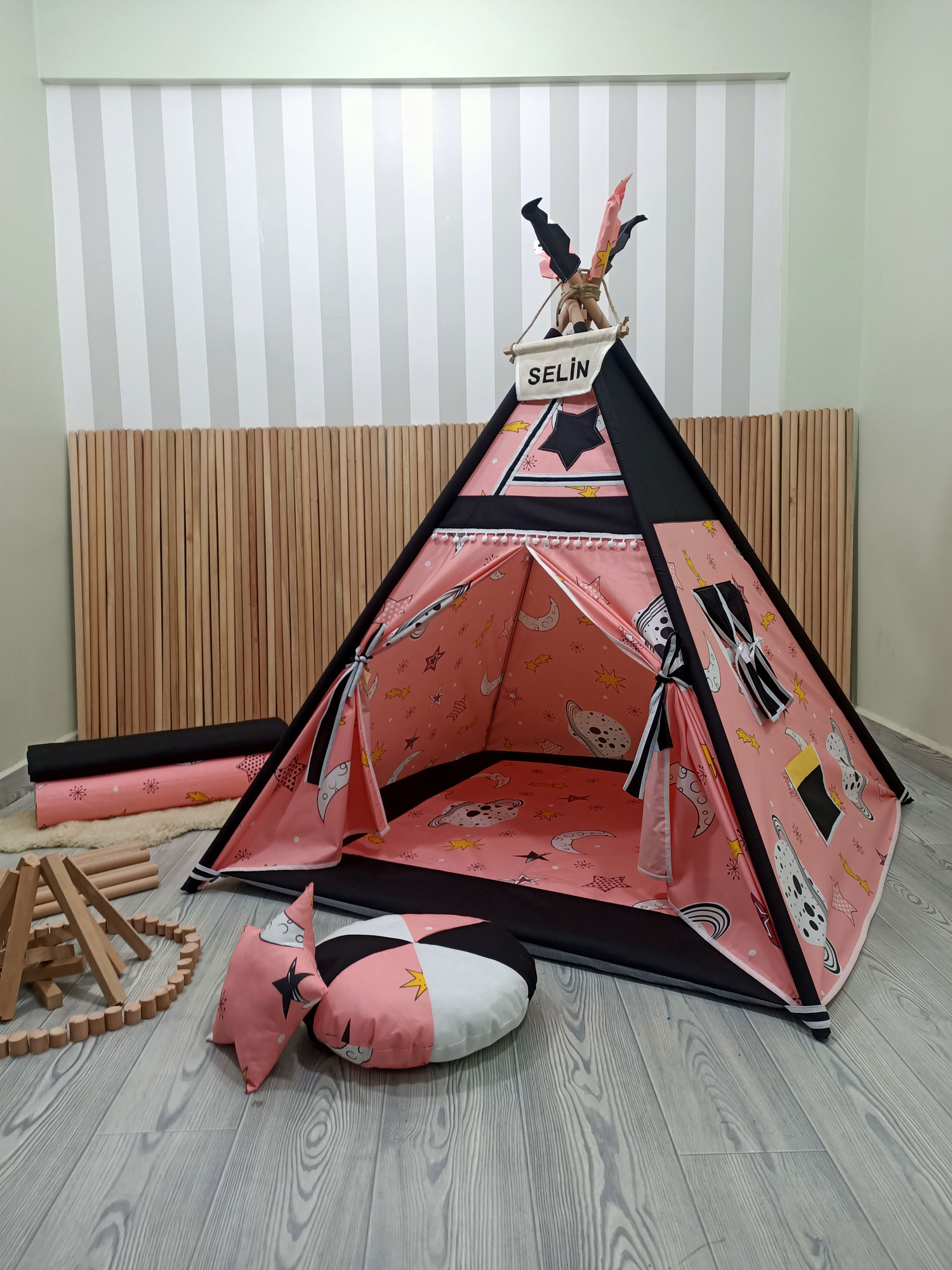 Henna Prime Galaksi Serisi Kızıldereli Çocuk Oyun Çadırı Şeker Pembe