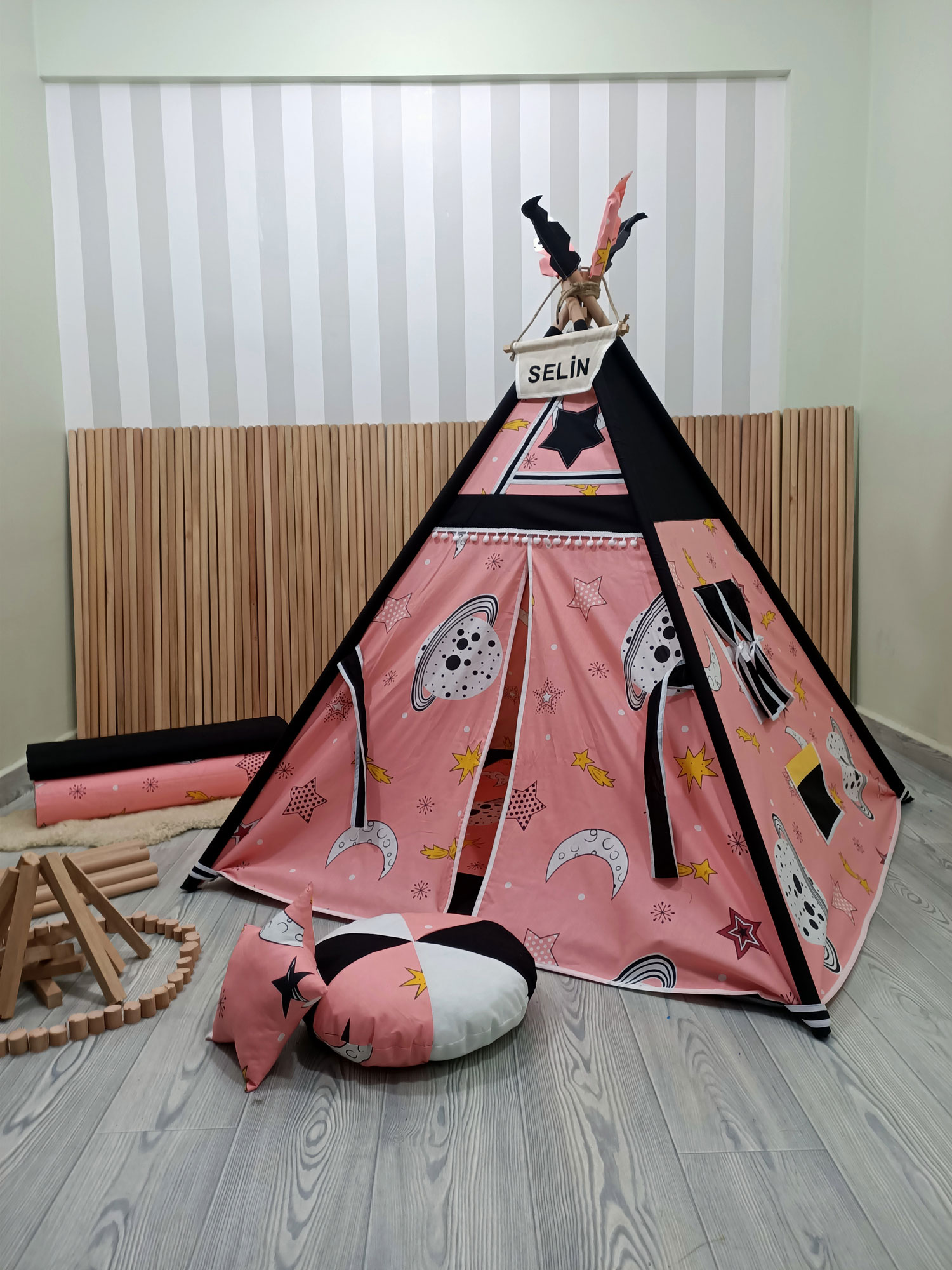 Henna Prime Galaksi Serisi Kızıldereli Çocuk Oyun Çadırı Şeker Pembe